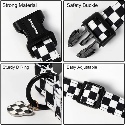 Vista 204 de DOGWONG Collar de algodón y cáñamo para perros, collar rosado resistente ajustable de tela natural suave para mascotas, lindo collar de boda