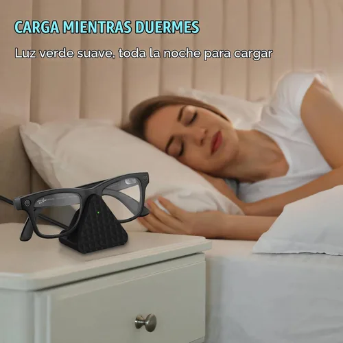 Vista 9 de Soporte de carga inteligente para lentes y cable compatible con Ray-Ban Meta Wayfarer Headliner Skyler, base de carga portátil USB-C para lentes