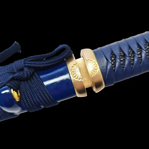 Vista 3 de Cuchillo de acero al manganeso 1065 hecho a mano con accesorios de cobre