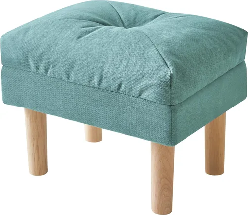 Vista 15 de YMYNY Taburete pequeño de 15.75 pulgadas, reposapiés con asiento acolchado suave de esponja, taburete de tela de mezcla de algodón y lino para sofá
