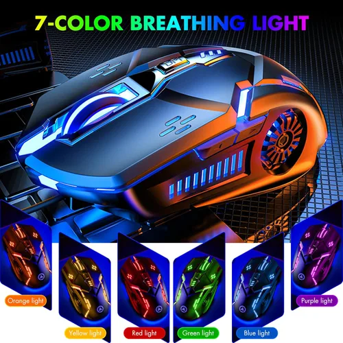 Vista 4 de CHONCHOW Gaming Mouse, Wired Mouse, Mouse for Laptops, 3200 DPI LED Backlight 6 Button, 7 Color Breathing Lights with 1.5M Cable for Gamers, Silent