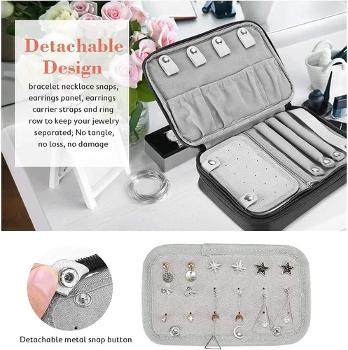 Vista 5 de ProCase - Bolsa organizadora de viaje con 3 bandejas de joyería apilables para cajones