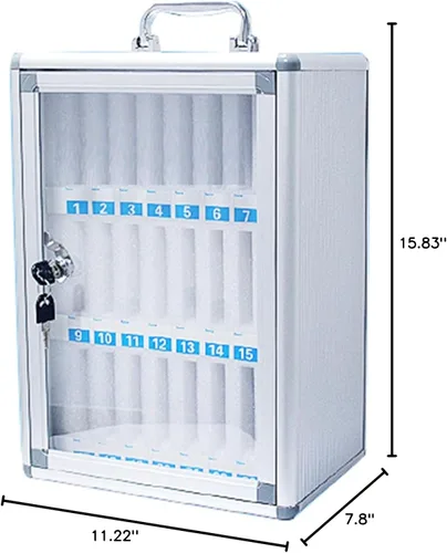 Vista 3 de 24/48/60 Slots Cell Phone Locker Box Aluminum Alloy Lockable Military School Classrooms Put Mobile Phone Management Storage Cabinets On The Wall