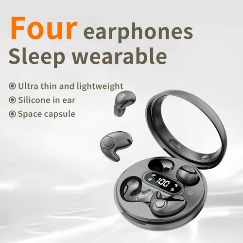 Vista 2 de 2-Pack Invisible Sleep Earbuds,Bluetooth 5.4 Ultra-Mini Stylish Headphones for Sleep,Comfortable Blocking Noise,Small mini Invisible Wireless