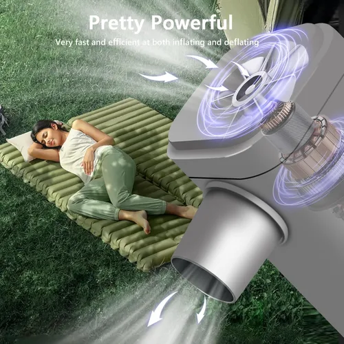 Vista 2 de ICEKATI - Bomba de aire portátil para inflables, mini bomba de desinflado eléctrica recargable con luz de campamento para flotadores de piscina