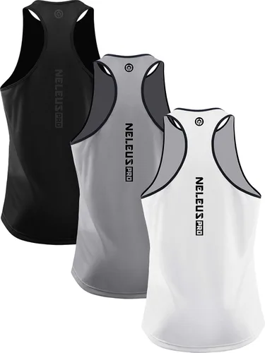 Vista 14 de NELEUS - Paquete de 3 camisetas sin mangas, con espalda en Y, Dri-Fit, para hombre, para gimnasio