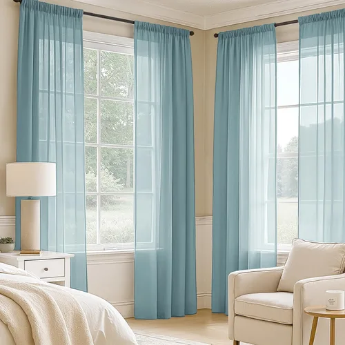 Vista 173 de MIULEE Cortinas traslúcidas marrón oscuro de 96 pulgadas de largo, 4