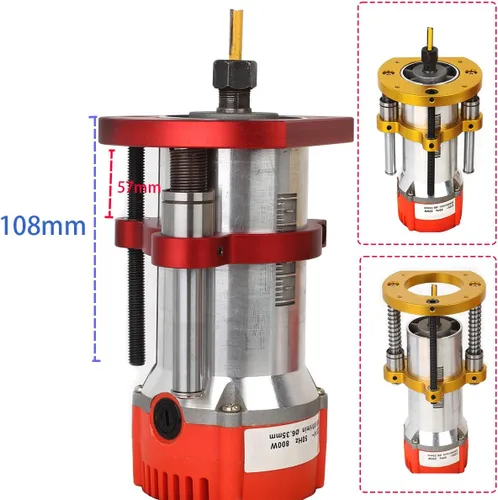 Vista 3 de Elevador de enrutador ajustable para máquina de recorte universal de 65 mm de diámetro, base de enrutador de aluminio debajo de la mesa para base