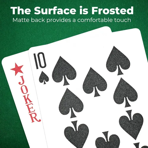 Vista 4 de LotFancy Cartas de juego, 100% plástico, impermeables, 2 barajas de cartas con fundas de plástico, índice estándar de tamaño póker, para accesorios