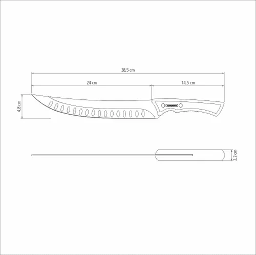 Vista 6 de Faca para Carne Churrasco Negro con Lâmina de Aço Inox Escurecido e Cabo de Madeira 10", 22844110