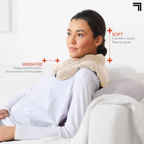Vista 5 de Sharper Image Almohadilla térmica sin aroma para cuello y hombros - Almohadilla de felpa microondable caliente y refrescante, con peso para terapia