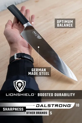 Vista 5 de Dalstrong Vanquish Series - Cuchillo de chef de 8 pulgadas - Acero alemán forjado de alto carbono - Mango POM - Cuchillo de cocina profesional
