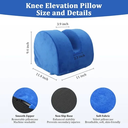 Vista 2 de Almohada de recuperación de rodilla para poscirugía con espuma viscoelástica, almohada ortopédica de posicionamiento de piernas, soporte de rodillas
