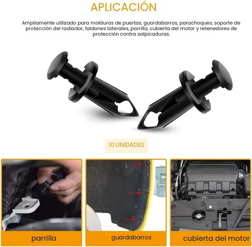 Vista 6 de GOOACC GRC-70 - 35 piezas de pernos de protección contra salpicaduras para motor, parachoques guardabarros, retenedor de empuje, clips de remache