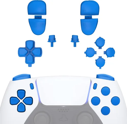 Vista 15 de eXtremeRate Juego de teclas de reemplazo D-pad R1 L1 R2 L2, botones de compartir, opciones, frontales, juego completo de teclas negras compatibles