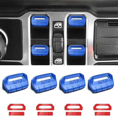 Vista 12 de Cubierta de botón de interruptor de ventana de metal para Jeep Wrangler JK JKU 2018 2017 2016 2015 2014 2013 2012 2011, accesorios para interiores