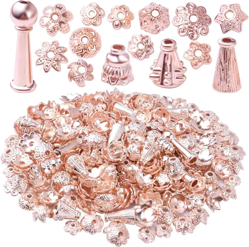 Vista 11 de BronaGrand 3.53 oz (alrededor de 180-350 piezas) tapas de cuentas de metal, espaciadores de joyería, accesorios para pulseras, collares, joyería