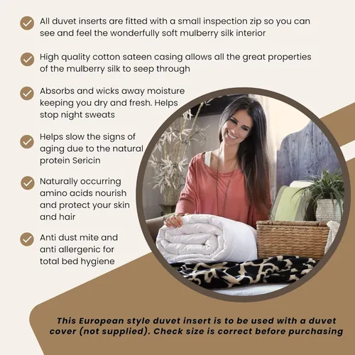 Vista 3 de Silk Bedding Direct. Relleno de edredón relleno de seda de morera de primera calidad. Summer Bliss (4 Tog). Tamaño matrimonial, 90 x 80 pulgadas. Un