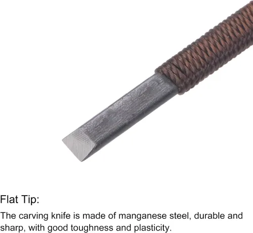 Vista 3 de Cuchillo para tallar cinceles de madera, 0.138 in de acero al manganeso punta plana Graver herramienta de mano para carpintería 5.512 in