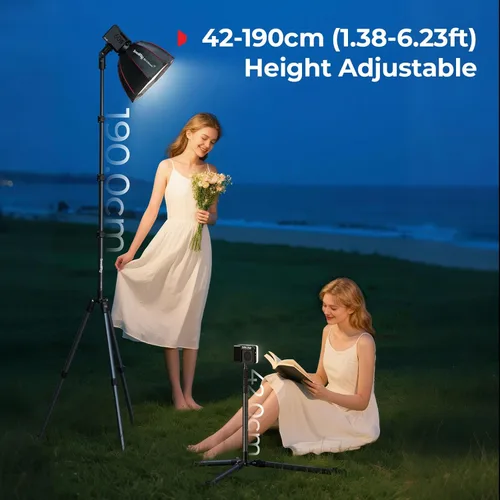 Vista 4 de SMALLRIG Soporte de luz ajustable para fotografía de 74.8 pulgadas/6.23 pies, carga máxima de 8.8 libras, soporte de trípode de iluminación compacto