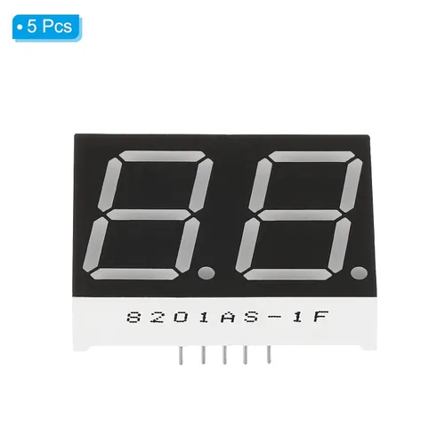Vista 3 de PATIKIL Tubo digital con pantalla LED, paquete de 5 unidades de cátodo común 7 segmentos 10 pines 2 bits 2.1 V módulo de pantalla LED para placas