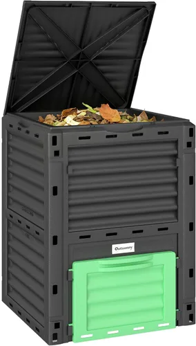 Vista 12 de Outsunny Caja de compostaje de jardín 80 galones, contenedor de compostaje de gran capacidad para exteriores, crea rápidamente tierra fértil