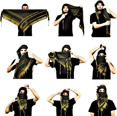 Vista 6 de Military Shemagh Tactical Desert Scarf 100 Cotton Keffiyeh Neck Head Scarf Wrap for Men Women