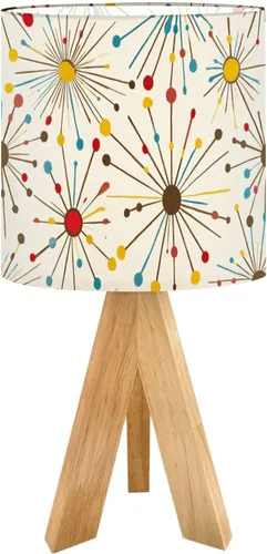 Vista 23 de Tripod Table Lamp Boho Vintage Flower Shape Stripe Circles Curved Lines Bedside Lamps Small Lamp Nightstand Lamp with Linen Lampshade Table Lamps