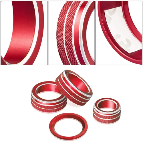 Vista 4 de TOMALL 4 fundas de aluminio para consola central compatibles con Honda CRV CR-V 2017 2018 2019 2020 tapa de perilla de volumen de sonido AC aire