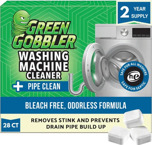Green Gobbler Premium - Limpiador y desodorizante para lavadora en tabletas con tecnología de limpieza de tuberías, desagües y mangueras | Para