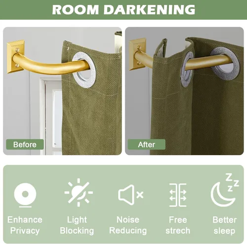 Vista 5 de TVWOO Barras de Cortina Envolventes Doradas de 28 a 48 Pulgadas: Barra de Cortina de Ventana Ajustable Opaca, Barras de Cortina Individuales