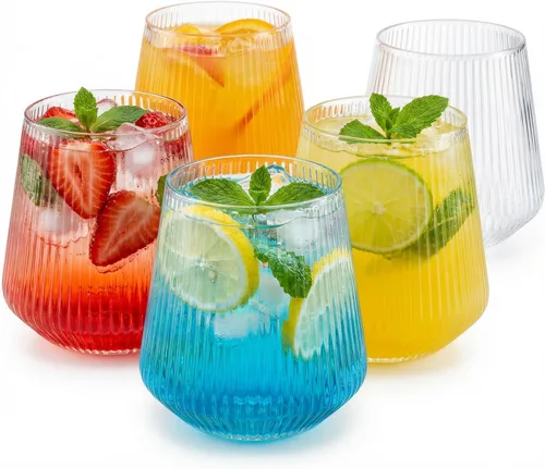 Vista 4 de 40 Pack Vasos de Plástico sin Tallo para Vino, Cóctel, Whisky, Champán, Vasos Desechables Irrompibles de 12 Oz para Fiestas, Bares, Bodas