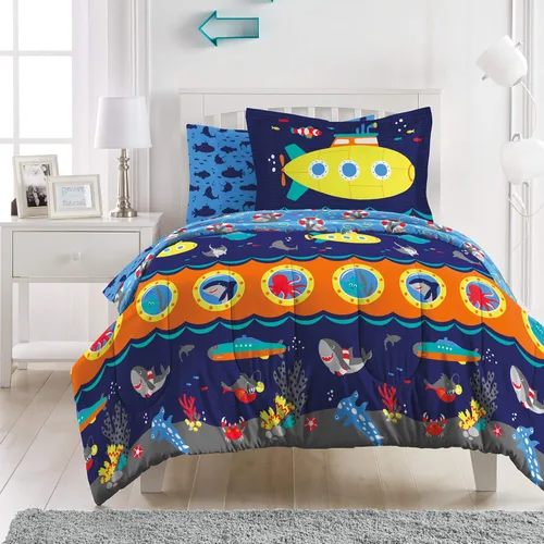 Vista 8 de dream FACTORY - Juego completo de ropa de cama infantil de 5 piezas, de microfibra muy suave, fácil de lavar, tamaño individual, globos de corazón