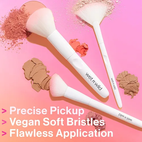 Vista 4 de wet n wild - Brocha para polvo con cerdas sintéticas ultra suaves para una aplicación impecable, tacto suave, mango ergonómico para un control