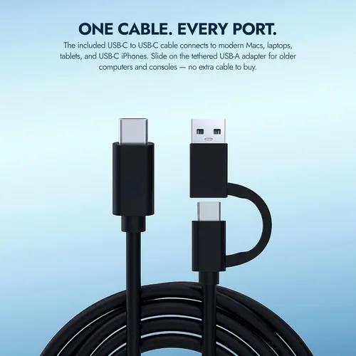 Vista 7 de Disco Duro Externo – HDD de Alta Velocidad USB 3.0/ Tipo-C Portátil – Compatible con Windows, Mac, Laptop, PC, Escritorio, PS4/5, Xbox – Negro