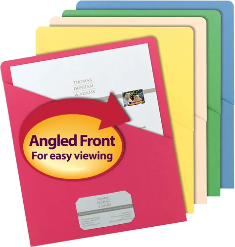 Vista 2 de Smead Slash, fólder con forro, tamaño carta, 11 puntos, 25 unidades por paquete, Variados