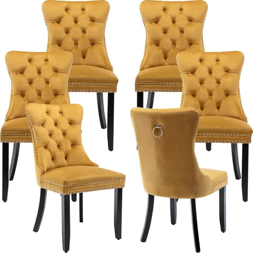 Vista 277 de ODUSE-DAILY - Juego de 2 sillas de cocina y comedor de terciopelo beige, con capitoné, tapizadas en terciopelo, estructura de madera maciza