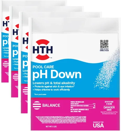 Vista 9 de HTH Pool Care pH abajo, reduce el pH, producto químico para piscina, 5 libras