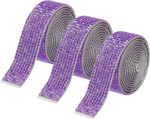 Vista 65 de MECCANIXITY 3 rollos de cinta de diamantes de imitación de cristal autoadhesiva de 3 yardas y 0.472 in para proyectos de artes y manualidades