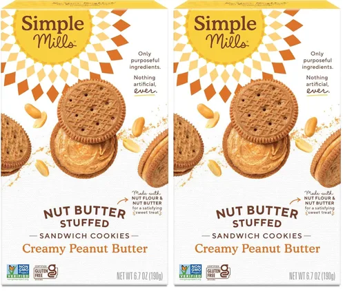 Vista 8 de Simple Mills Galletas sándwich de crema de anacardo de cacao, sin gluten, veganas, bocadillos saludables, 6.7 onzas (paquete de 1)