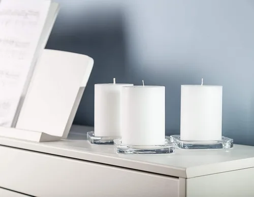 Vista 7 de Melt Candle - Velas de pilar, paquete de 3, velas sin perfume para el hogar, iglesia, bodas y más, 3 x 3 pulgadas, marfil