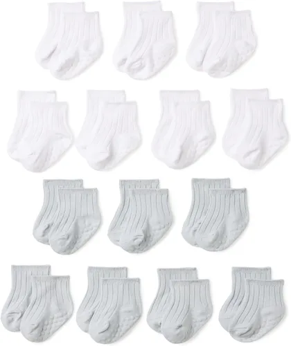 Vista 6 de Yaxa Essentials Calcetines tobilleros unisex con agarre antideslizante para bebés, 14 pares