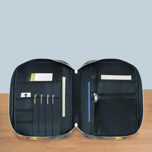 Vista 7 de Fundas para la Biblia para mujeres con asa de transporte, funda de libro con bolsillo con cremallera, funda para la Biblia para mamá, damas