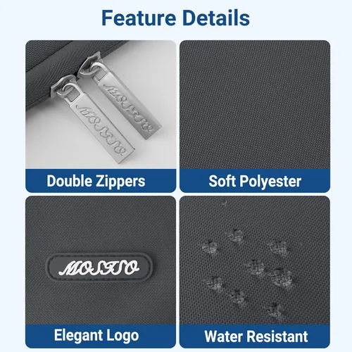 Vista 138 de MOSISO Funda vertical de poliéster con bolsillo para laptop de 13 pulgadas, para computadora MacBook Air M4, M3, M2 y M1 de 2025 a 2018 y Pro M2