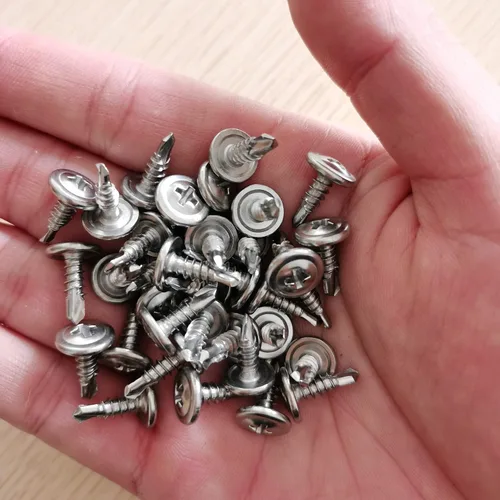 Vista 5 de Paquete de 150 tornillos autoperforantes Phillips de cabeza de oblea de acero inoxidable con 410 tornillos de hoja metálica Tek, kit surtido