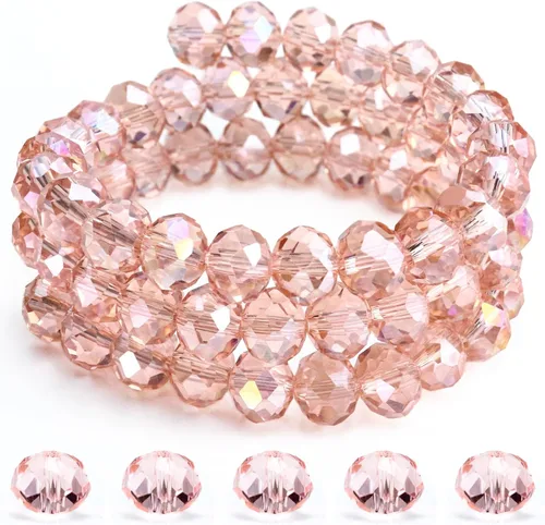 Vista 21 de Dowarm 400 cuentas de cristal de cristal, cuentas Briolette para hacer joyas, cuentas de cristal Rondelle de 0.157 pulgadas para manualidades
