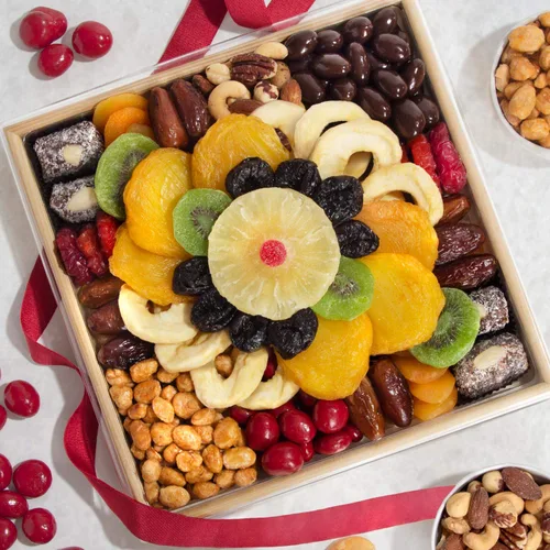 Vista 3 de A Gift Inside Bandeja de regalo de frutas secas, nueces y chocolates festivos