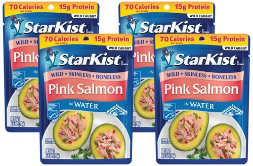 Vista 11 de StarKist Salmón rosado sin piel y sin hueso en agua, bolsa de 2.6 onzas