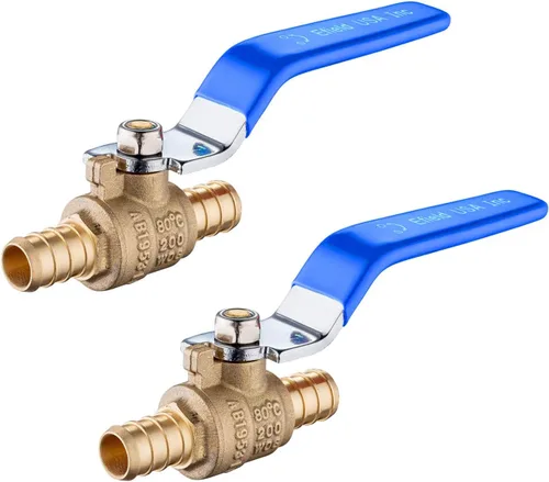 EFIELD Válvula de parada de 1/2 pulgada Pex Brass Válvula de bola de cierre de puerto completo para aplicación de fontanería, mango azul,