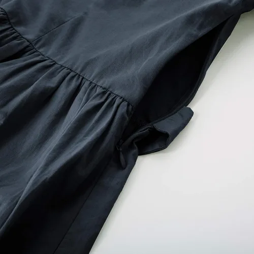 Vista 8 de Vestido de la pradera para mujer, disfraz sencillo de pionera colonial de la década de 1800, azul marino, talla extragrande M